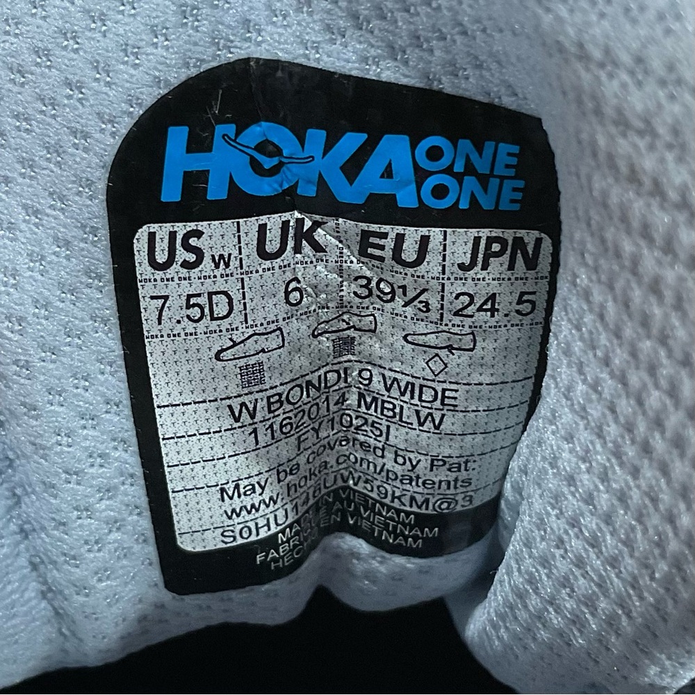 Hoka One Bondi 9 Running Shoes Womens 7.5 D WIDE Grayish Blue Pink 1162014 MBLW - Picture 9 of 9